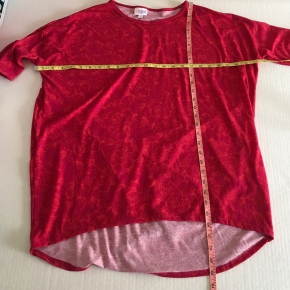 LuLaRoe Top Women’s Tunic Long Stretchy Subtle Floral Deep Red Small - Picture 5 of 10